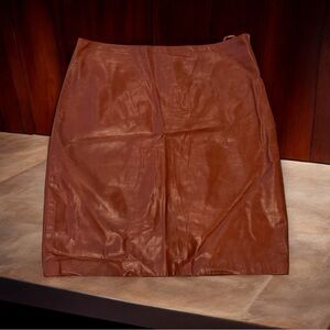 FINITY Women’s Rich Tan 100% Leather Pencil Skirt Size 12 Large